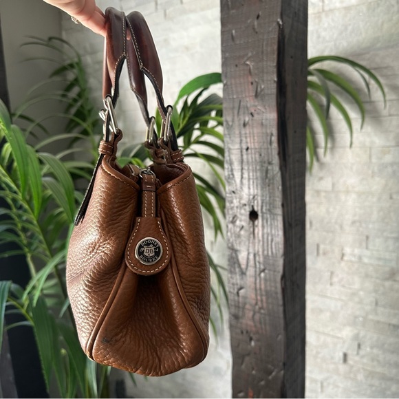 DOONEY & BOURKE Brown Tan Leather “All Weather Satchel” Vintage Handbag - Picture 4 of 15